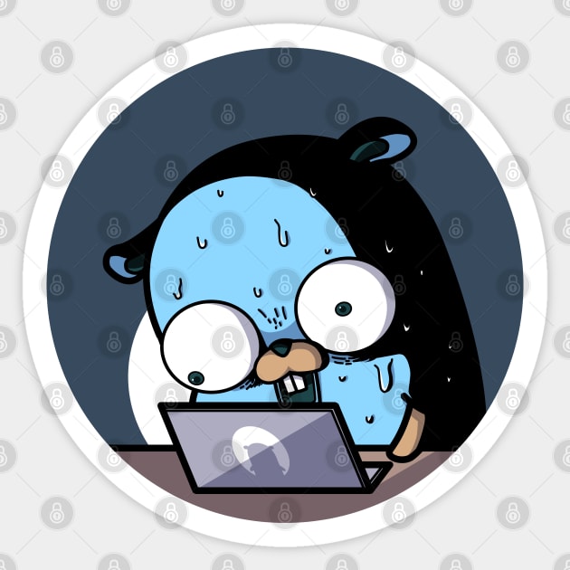 Golang Gopher Go Scared Sticker by clgtart